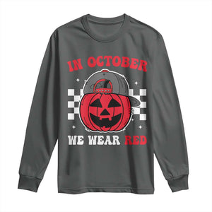 Red October Halloween Long Sleeve Shirt Vintage Philadelphia Baseball Fan Jackolantern Pumpkin TS10 Dark Heather Print Your Wear