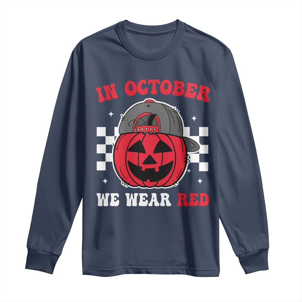 Red October Halloween Long Sleeve Shirt Vintage Philadelphia Baseball Fan Jackolantern Pumpkin TS10 Navy Print Your Wear