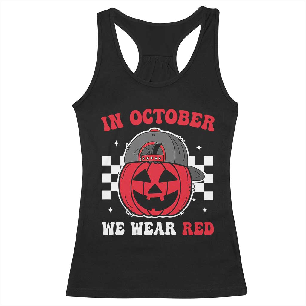 Red October Halloween Racerback Tank Top Vintage Philadelphia Baseball Fan Jackolantern Pumpkin TS10 Black Print Your Wear