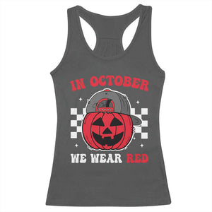 Red October Halloween Racerback Tank Top Vintage Philadelphia Baseball Fan Jackolantern Pumpkin TS10 Dark Heather Print Your Wear