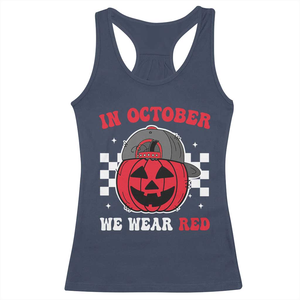Red October Halloween Racerback Tank Top Vintage Philadelphia Baseball Fan Jackolantern Pumpkin TS10 Navy Print Your Wear