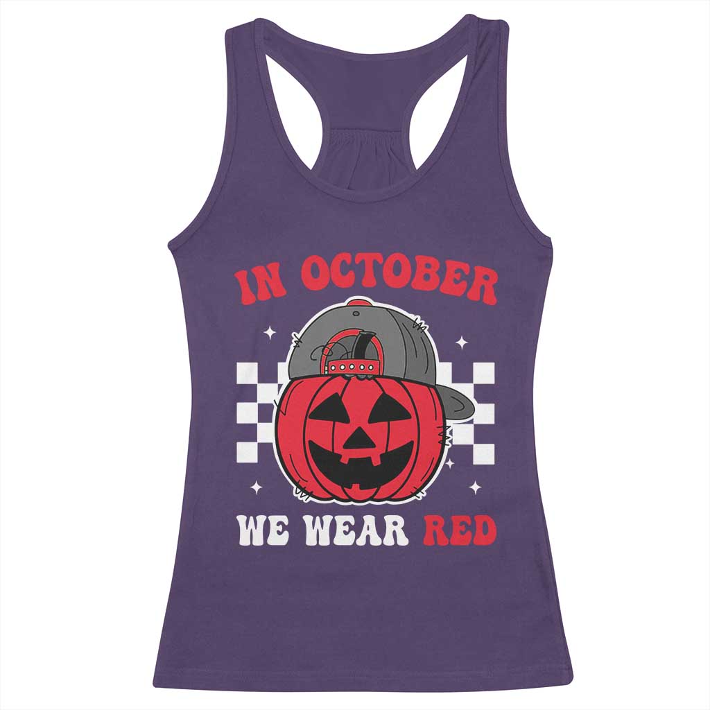 Red October Halloween Racerback Tank Top Vintage Philadelphia Baseball Fan Jackolantern Pumpkin TS10 Purple Print Your Wear