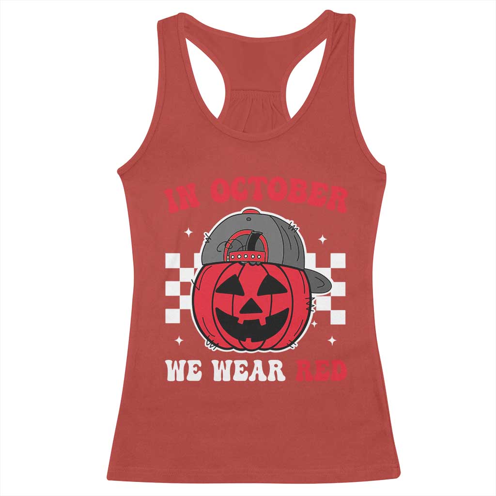 Red October Halloween Racerback Tank Top Vintage Philadelphia Baseball Fan Jackolantern Pumpkin TS10 Red Print Your Wear