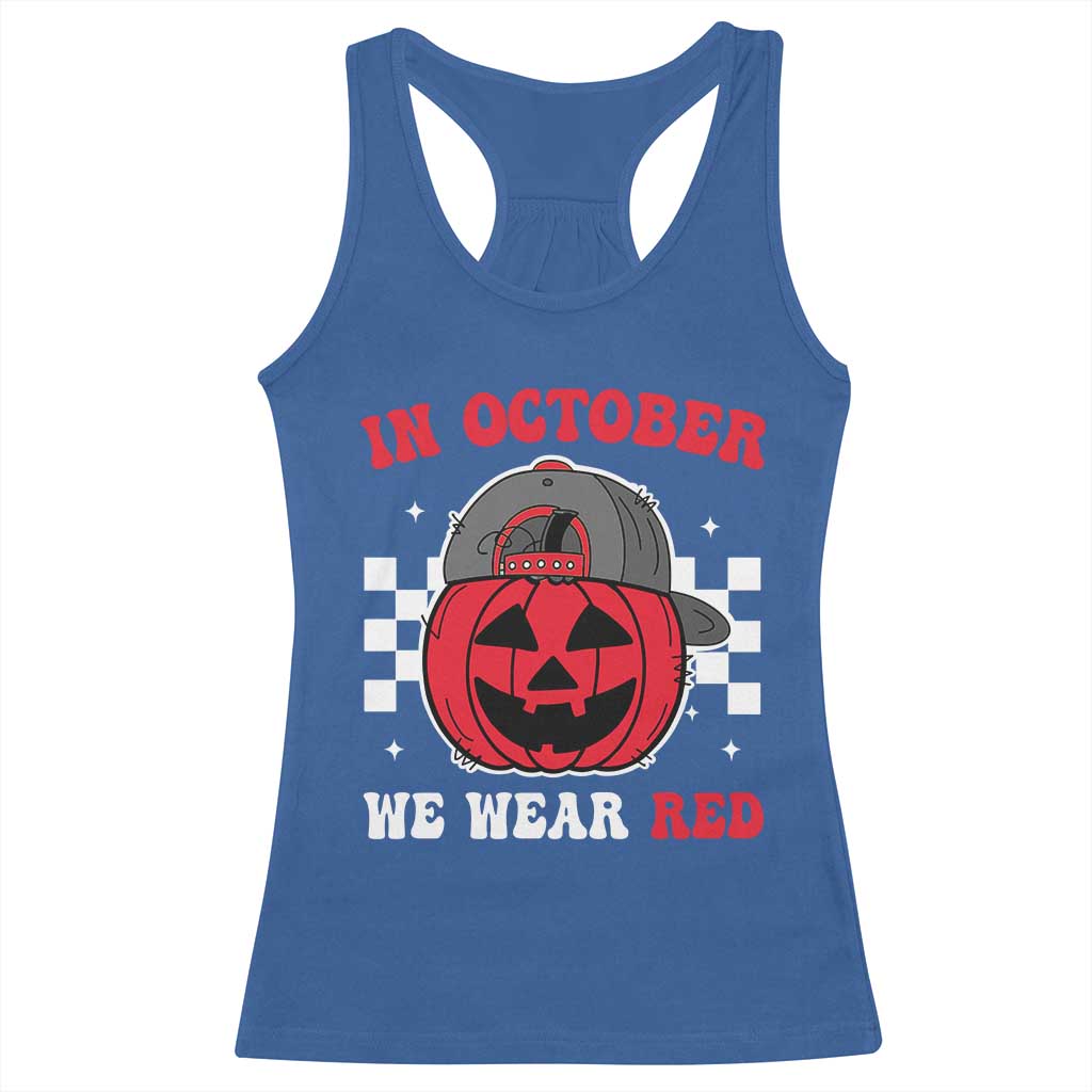 Red October Halloween Racerback Tank Top Vintage Philadelphia Baseball Fan Jackolantern Pumpkin TS10 Royal Blue Print Your Wear