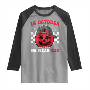 Red October Halloween Raglan Shirt Vintage Philadelphia Baseball Fan Jackolantern Pumpkin TS10 Sport Gray Black Print Your Wear