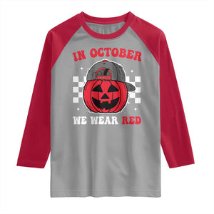 Red October Halloween Raglan Shirt Vintage Philadelphia Baseball Fan Jackolantern Pumpkin TS10 Sport Gray Red Print Your Wear