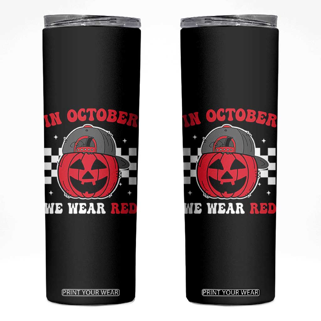 Red October Halloween Skinny Tumbler Vintage Philadelphia Baseball Fan Jackolantern Pumpkin TS10 Black Print Your Wear