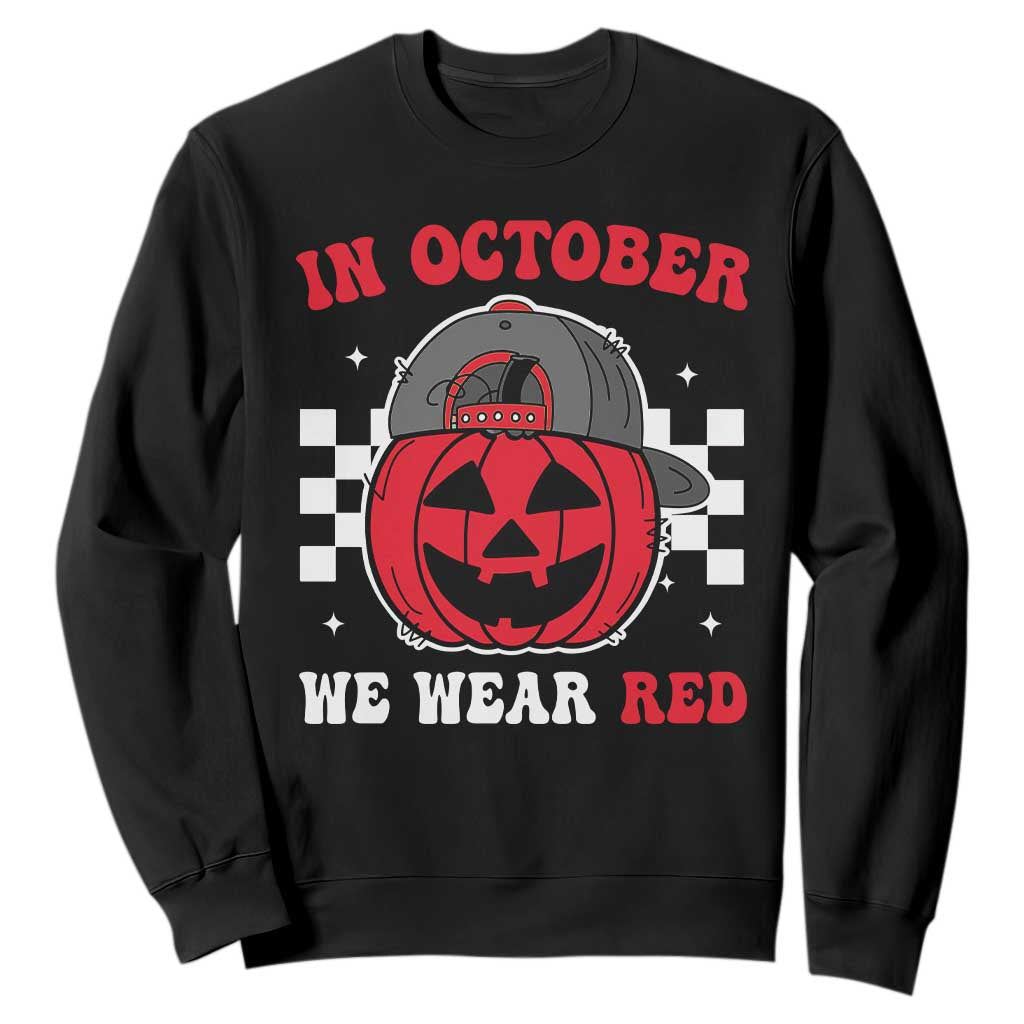 Red October Halloween Sweatshirt Vintage Philadelphia Baseball Fan Jackolantern Pumpkin TS10 Black Print Your Wear