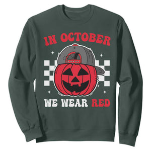 Red October Halloween Sweatshirt Vintage Philadelphia Baseball Fan Jackolantern Pumpkin TS10 Dark Forest Green Print Your Wear