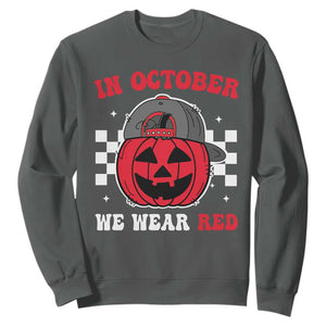 Red October Halloween Sweatshirt Vintage Philadelphia Baseball Fan Jackolantern Pumpkin TS10 Dark Heather Print Your Wear