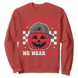 Red October Halloween Sweatshirt Vintage Philadelphia Baseball Fan Jackolantern Pumpkin TS10 Red Print Your Wear