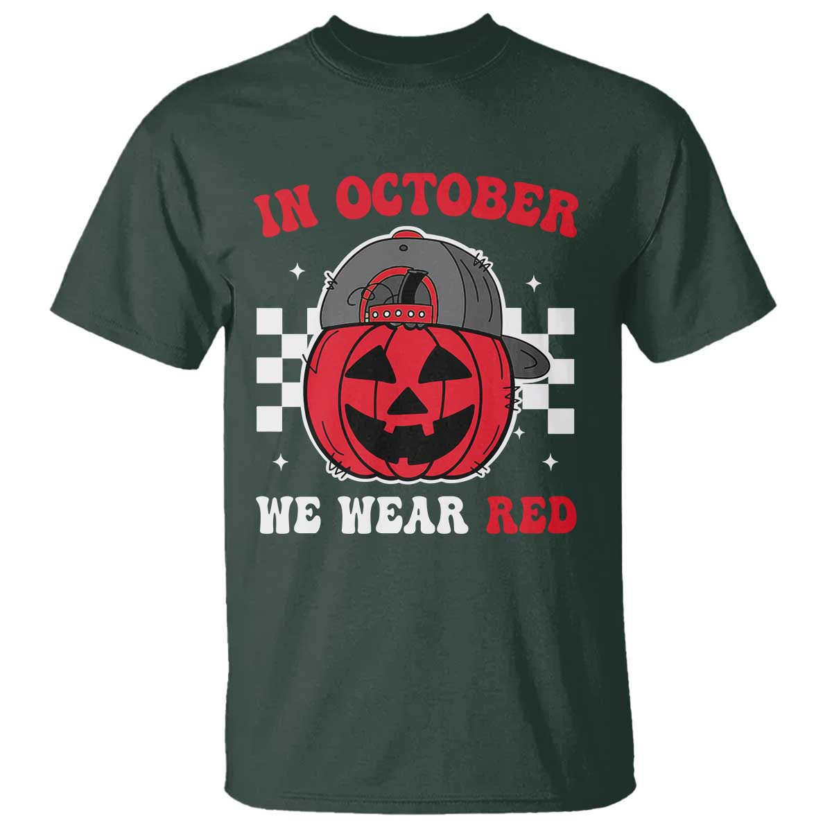 Red October Halloween T Shirt Vintage Philadelphia Baseball Fan Jackolantern Pumpkin TS10 Dark Forest Green Print Your Wear