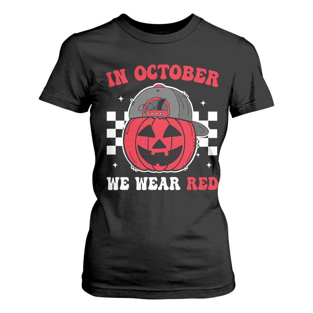 Red October Halloween T Shirt For Women Vintage Philadelphia Baseball Fan Jackolantern Pumpkin TS10 Black Print Your Wear