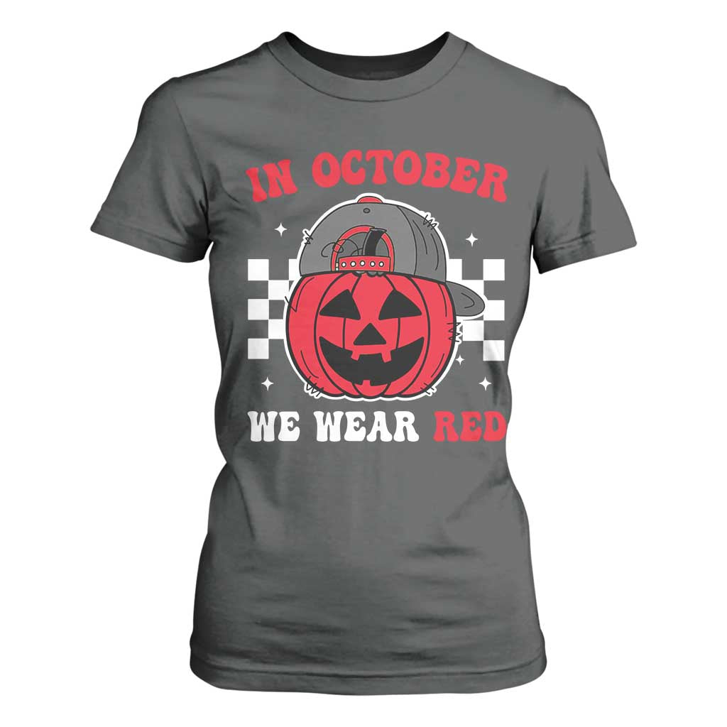 Red October Halloween T Shirt For Women Vintage Philadelphia Baseball Fan Jackolantern Pumpkin TS10 Dark Heather Print Your Wear
