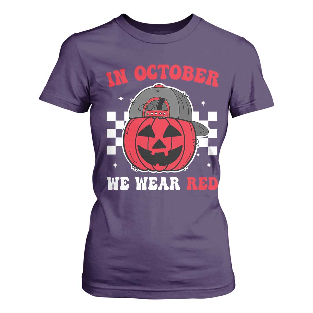 Red October Halloween T Shirt For Women Vintage Philadelphia Baseball Fan Jackolantern Pumpkin TS10 Purple Print Your Wear