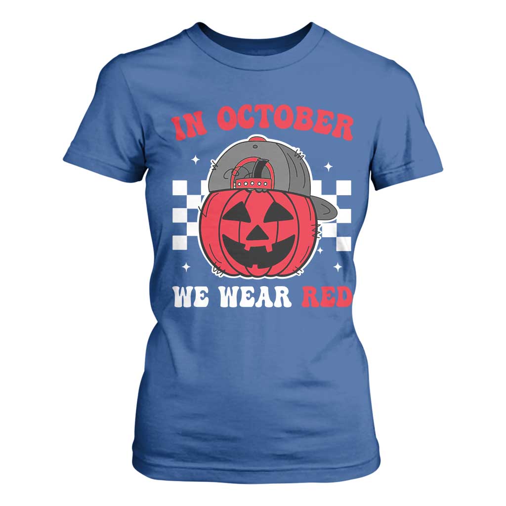 Red October Halloween T Shirt For Women Vintage Philadelphia Baseball Fan Jackolantern Pumpkin TS10 Royal Blue Print Your Wear