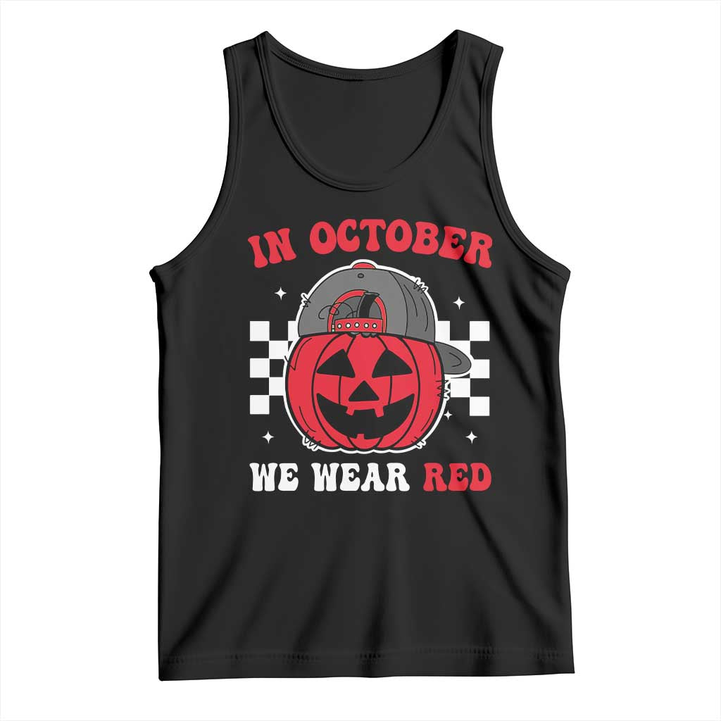 Red October Halloween Tank Top Vintage Philadelphia Baseball Fan Jackolantern Pumpkin TS10 Black Print Your Wear