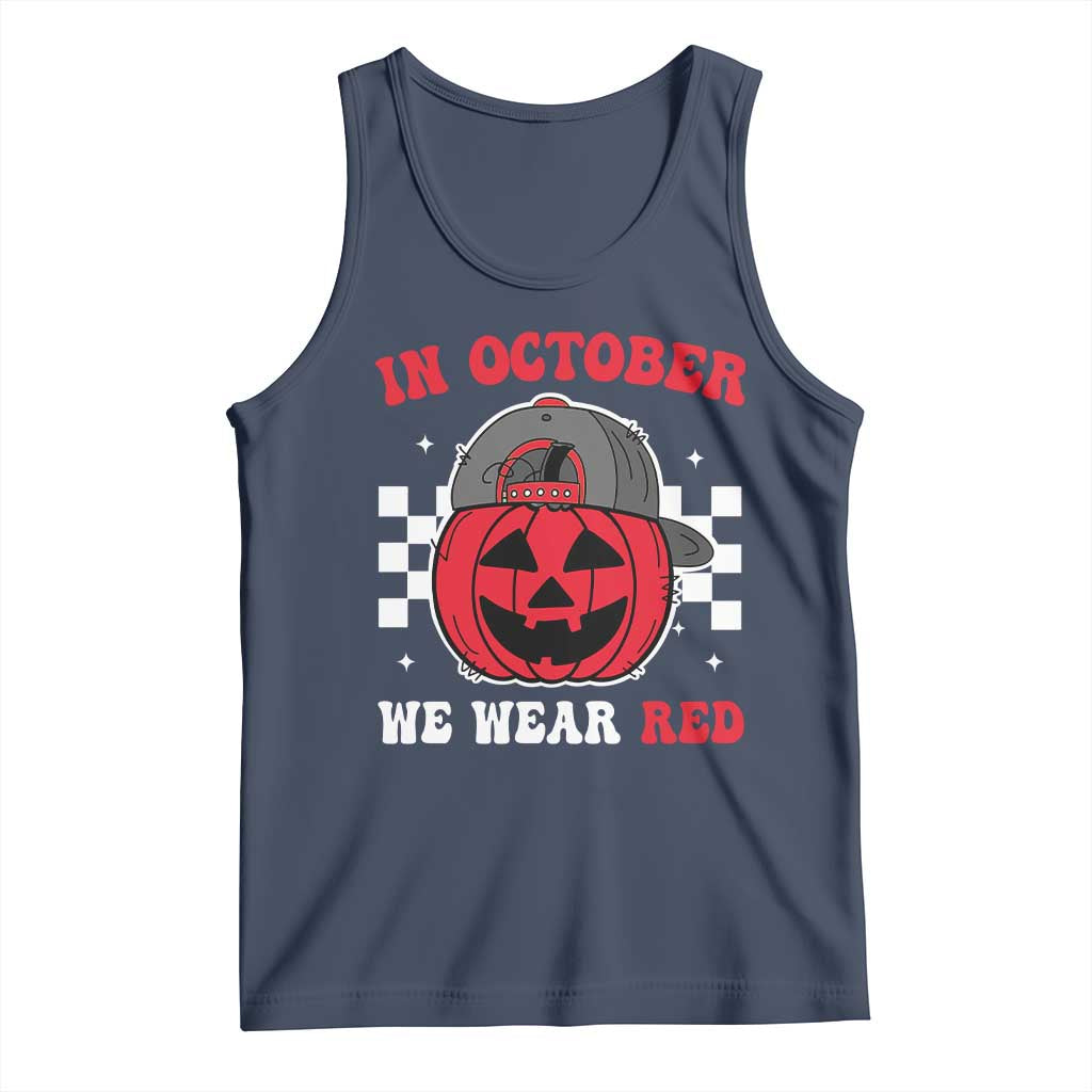 Red October Halloween Tank Top Vintage Philadelphia Baseball Fan Jackolantern Pumpkin TS10 Navy Print Your Wear