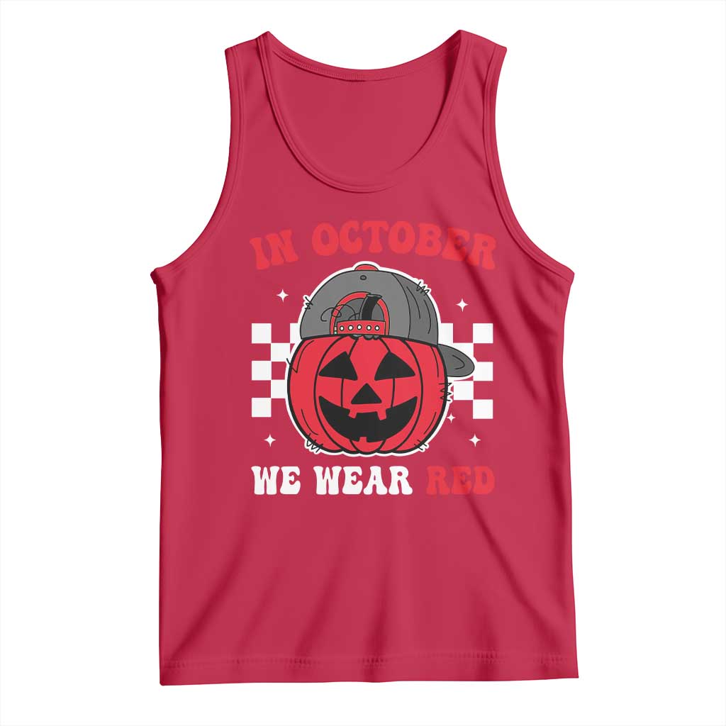 Red October Halloween Tank Top Vintage Philadelphia Baseball Fan Jackolantern Pumpkin TS10 Red Print Your Wear