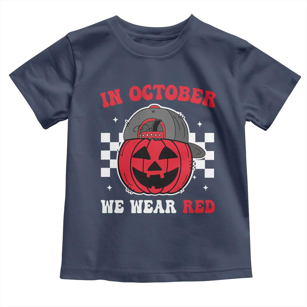 Red October Halloween Toddler T Shirt Vintage Philadelphia Baseball Fan Jackolantern Pumpkin TS10 Navy Print Your Wear