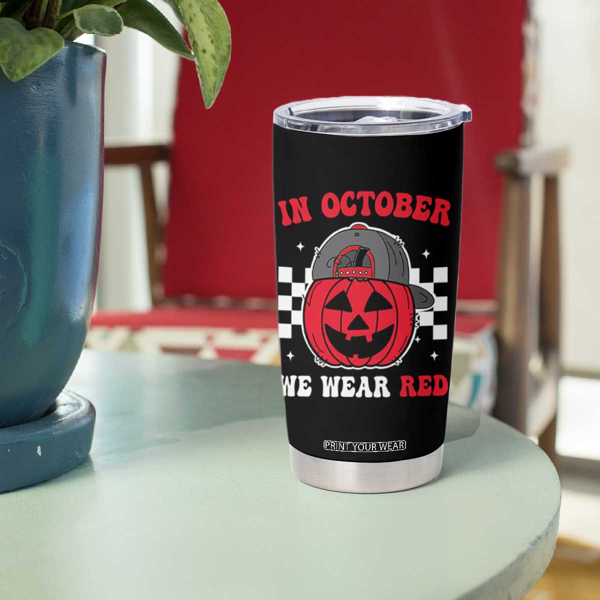 Red October Halloween Tumbler Cup Vintage Philadelphia Baseball Fan Jackolantern Pumpkin TS10 Print Your Wear