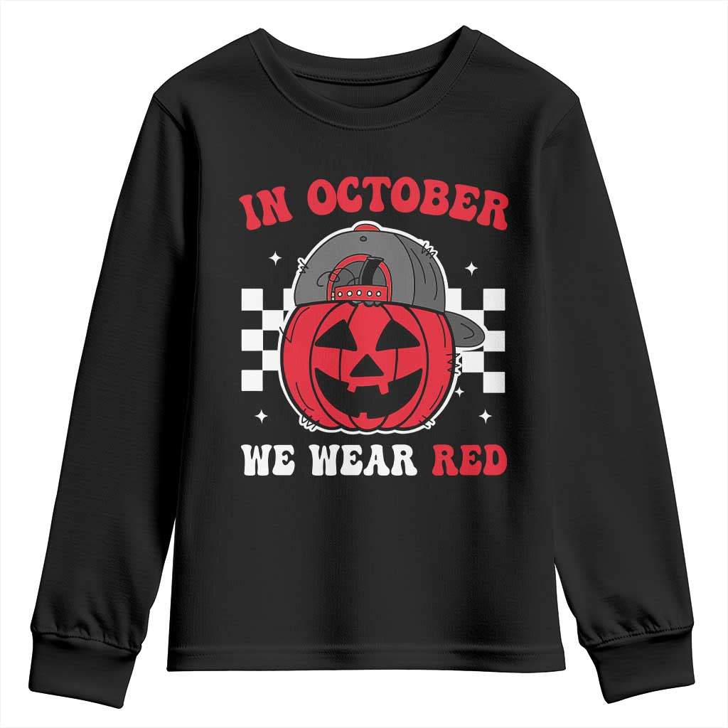 Red October Halloween Youth Sweatshirt Vintage Philadelphia Baseball Fan Jackolantern Pumpkin TS10 Black Print Your Wear