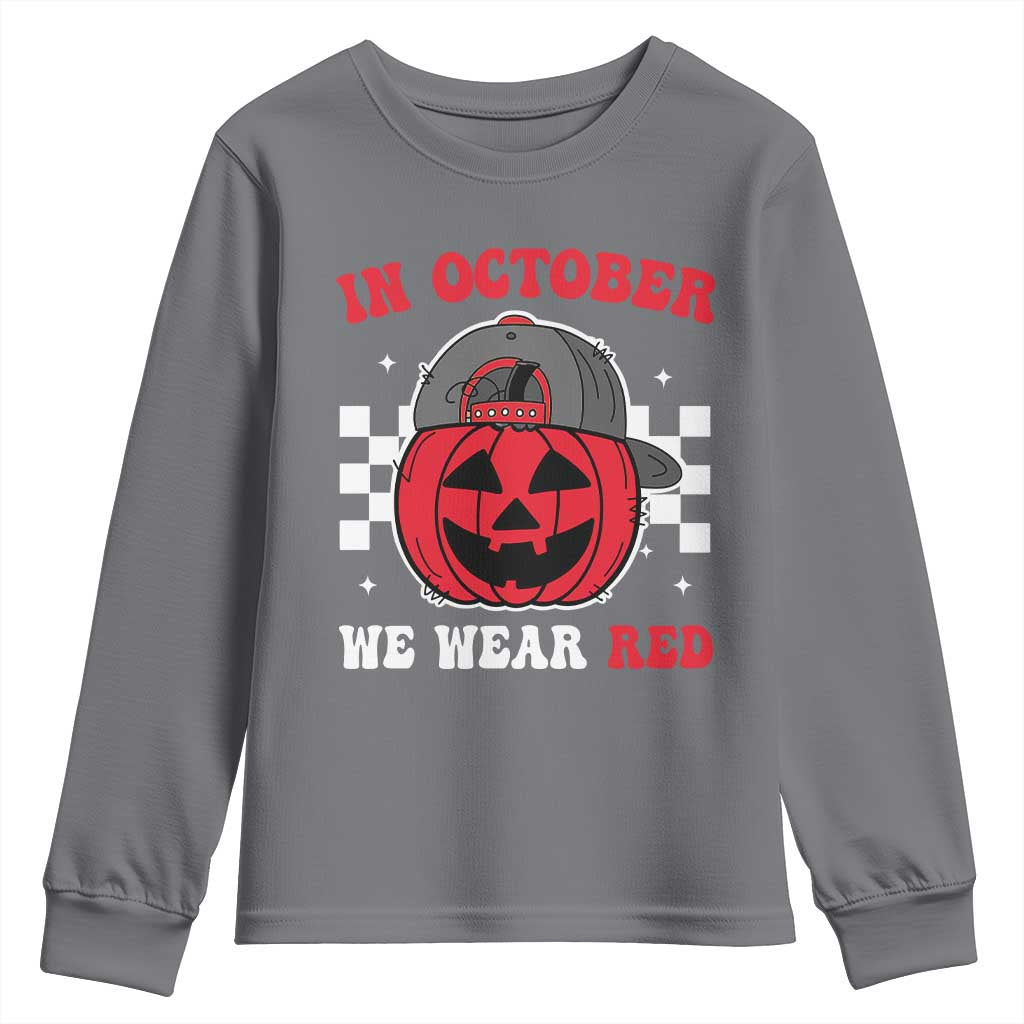 Red October Halloween Youth Sweatshirt Vintage Philadelphia Baseball Fan Jackolantern Pumpkin TS10 Charcoal Print Your Wear