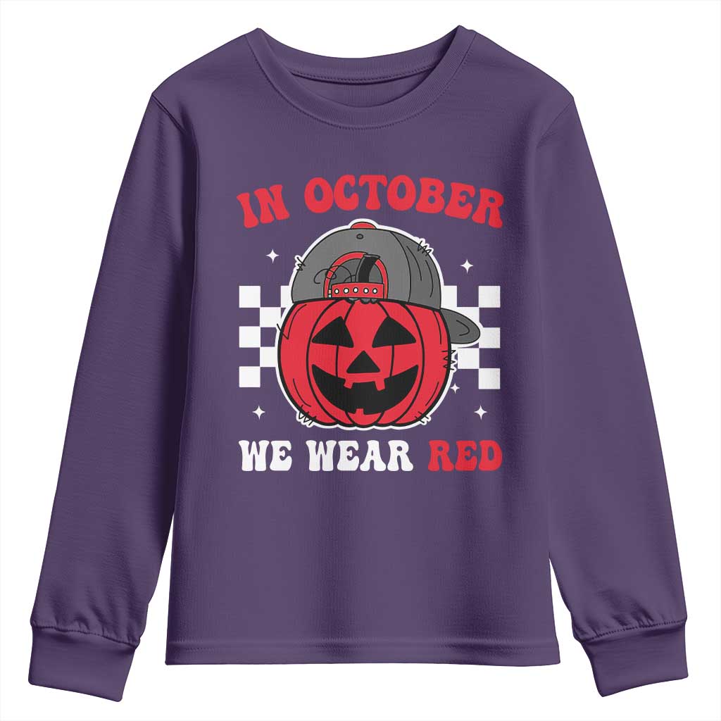 Red October Halloween Youth Sweatshirt Vintage Philadelphia Baseball Fan Jackolantern Pumpkin TS10 Purple Print Your Wear