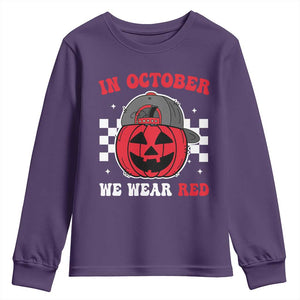 Red October Halloween Youth Sweatshirt Vintage Philadelphia Baseball Fan Jackolantern Pumpkin TS10 Purple Print Your Wear