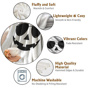 Pumpkin Face Throw Blanket Vintage Jack o Lantern Jackolantern Spooky Season Halloween TS10 Print Your Wear