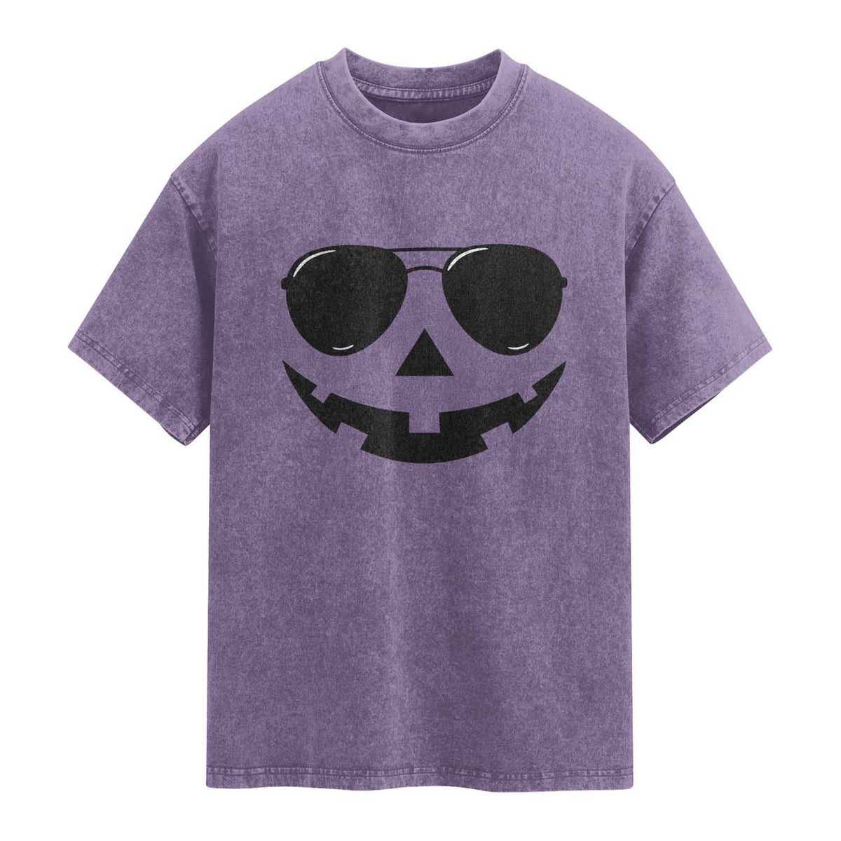 Pumpkin Face Washed Cotton T-Shirt Vintage Jack o Lantern Jackolantern Spooky Season Halloween