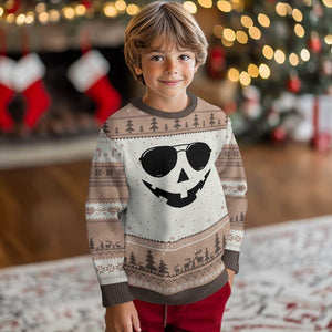 Pumpkin Face Ugly Christmas Sweater Vintage Jack o Lantern Jackolantern Spooky Season Halloween TS10 Mocha Mousse Print Your Wear