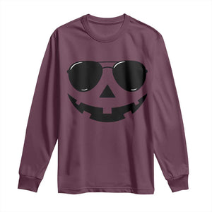 Pumpkin Face Long Sleeve Shirt Vintage Jack o Lantern Jackolantern Spooky Season Halloween TS10 Maroon Print Your Wear