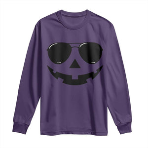 Pumpkin Face Long Sleeve Shirt Vintage Jack o Lantern Jackolantern Spooky Season Halloween TS10 Purple Print Your Wear