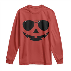 Pumpkin Face Long Sleeve Shirt Vintage Jack o Lantern Jackolantern Spooky Season Halloween TS10 Red Print Your Wear