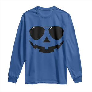 Pumpkin Face Long Sleeve Shirt Vintage Jack o Lantern Jackolantern Spooky Season Halloween TS10 Royal Blue Print Your Wear