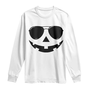 Pumpkin Face Long Sleeve Shirt Vintage Jack o Lantern Jackolantern Spooky Season Halloween TS10 White Print Your Wear