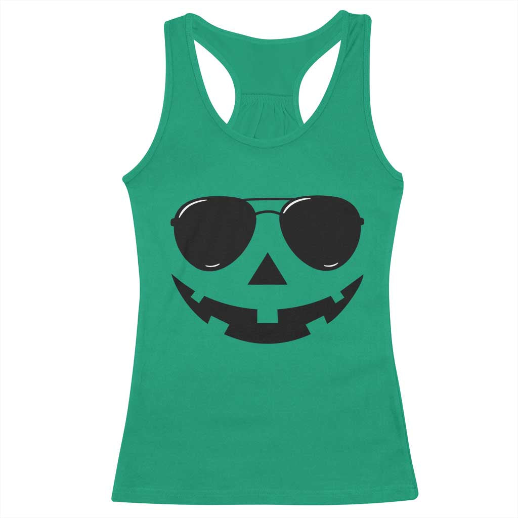 Pumpkin Face Racerback Tank Top Vintage Jack o Lantern Jackolantern Spooky Season Halloween TS10 Irish Green Print Your Wear