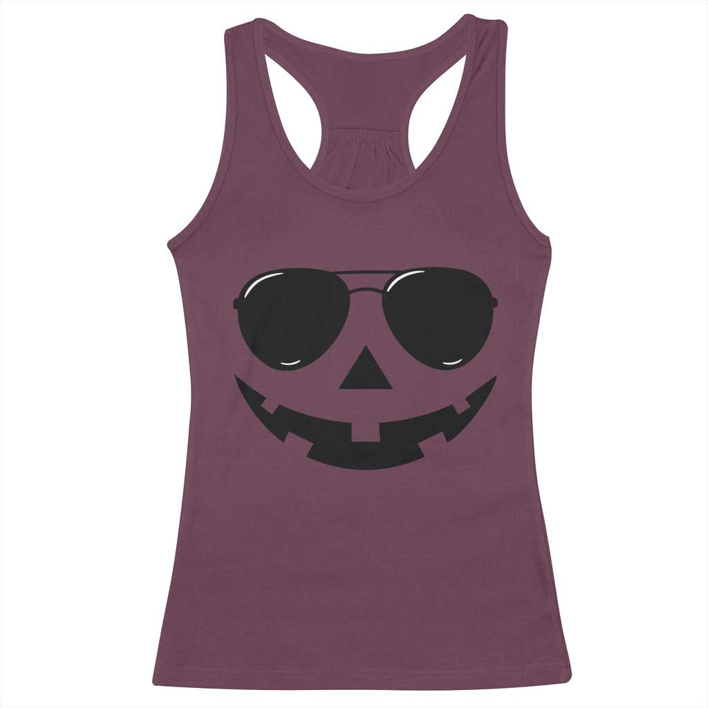 Pumpkin Face Racerback Tank Top Vintage Jack o Lantern Jackolantern Spooky Season Halloween TS10 Maroon Print Your Wear