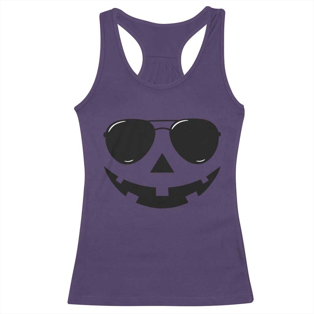 Pumpkin Face Racerback Tank Top Vintage Jack o Lantern Jackolantern Spooky Season Halloween TS10 Purple Print Your Wear