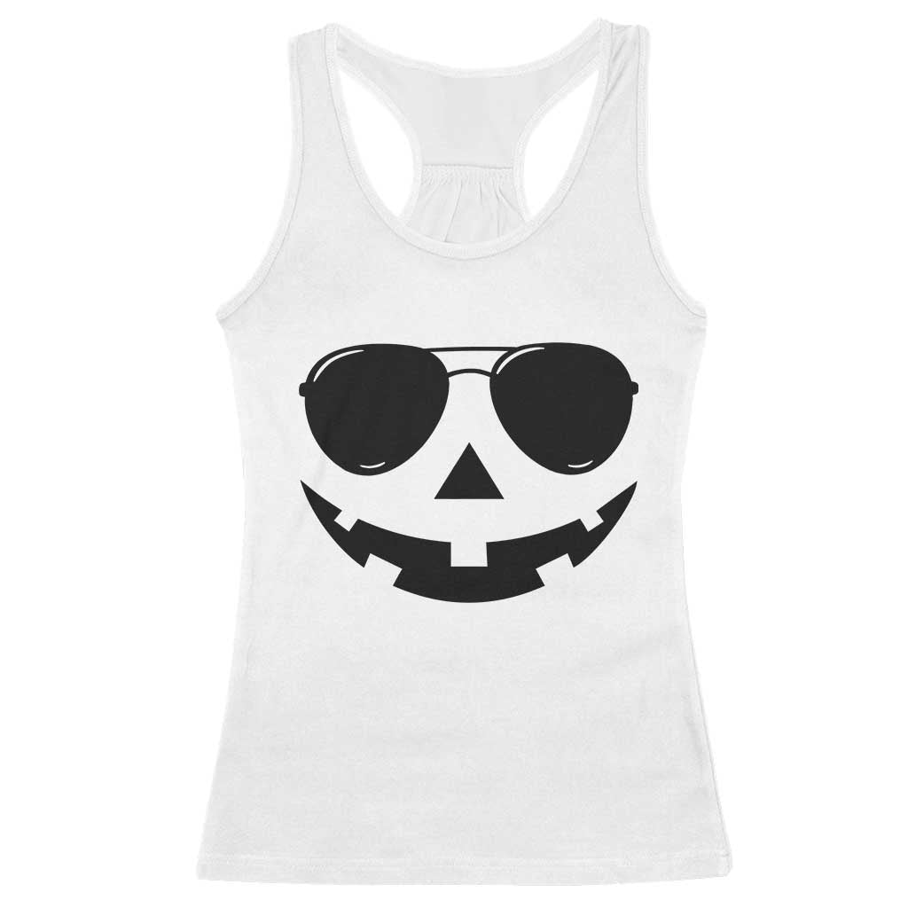 Pumpkin Face Racerback Tank Top Vintage Jack o Lantern Jackolantern Spooky Season Halloween TS10 White Print Your Wear