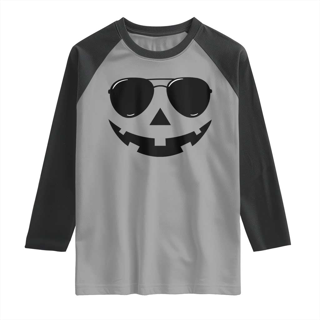 Pumpkin Face Raglan Shirt Vintage Jack o Lantern Jackolantern Spooky Season Halloween TS10 Sport Gray Black Print Your Wear