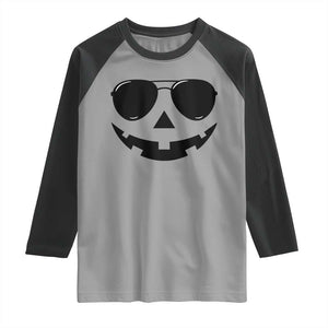 Pumpkin Face Raglan Shirt Vintage Jack o Lantern Jackolantern Spooky Season Halloween TS10 Sport Gray Black Print Your Wear