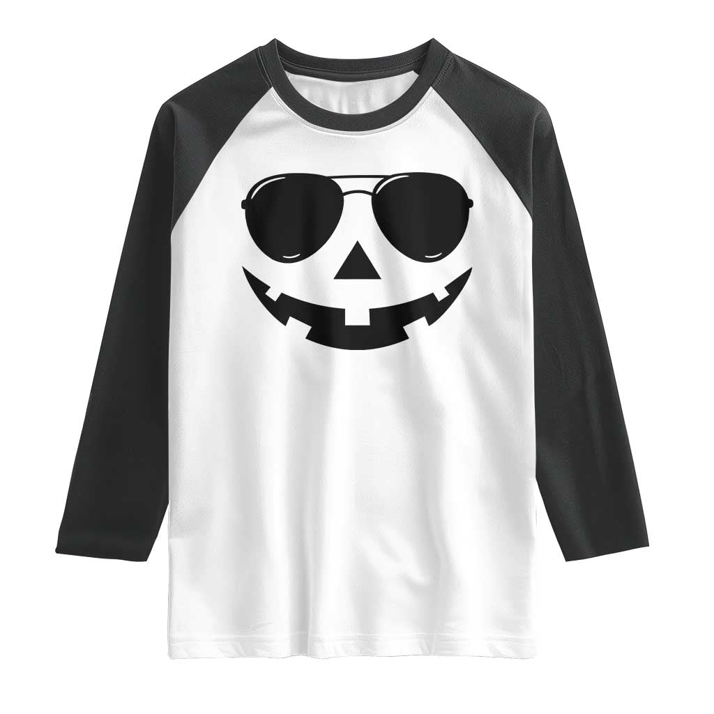Pumpkin Face Raglan Shirt Vintage Jack o Lantern Jackolantern Spooky Season Halloween TS10 White Black Print Your Wear