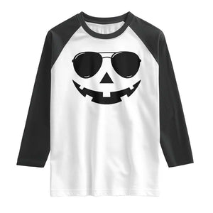 Pumpkin Face Raglan Shirt Vintage Jack o Lantern Jackolantern Spooky Season Halloween TS10 White Black Print Your Wear