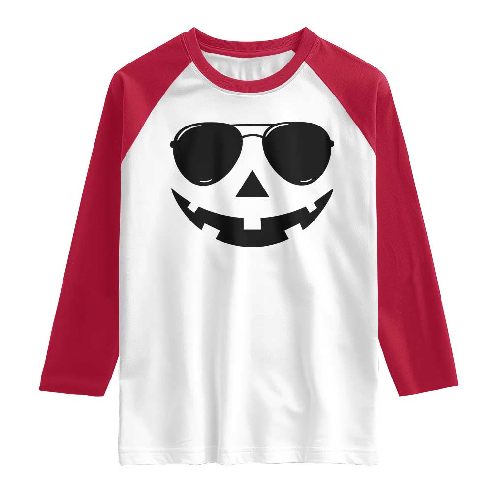 Pumpkin Face Raglan Shirt Vintage Jack o Lantern Jackolantern Spooky Season Halloween TS10 White Red Print Your Wear