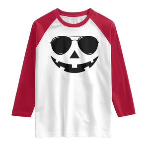 Pumpkin Face Raglan Shirt Vintage Jack o Lantern Jackolantern Spooky Season Halloween TS10 White Red Print Your Wear