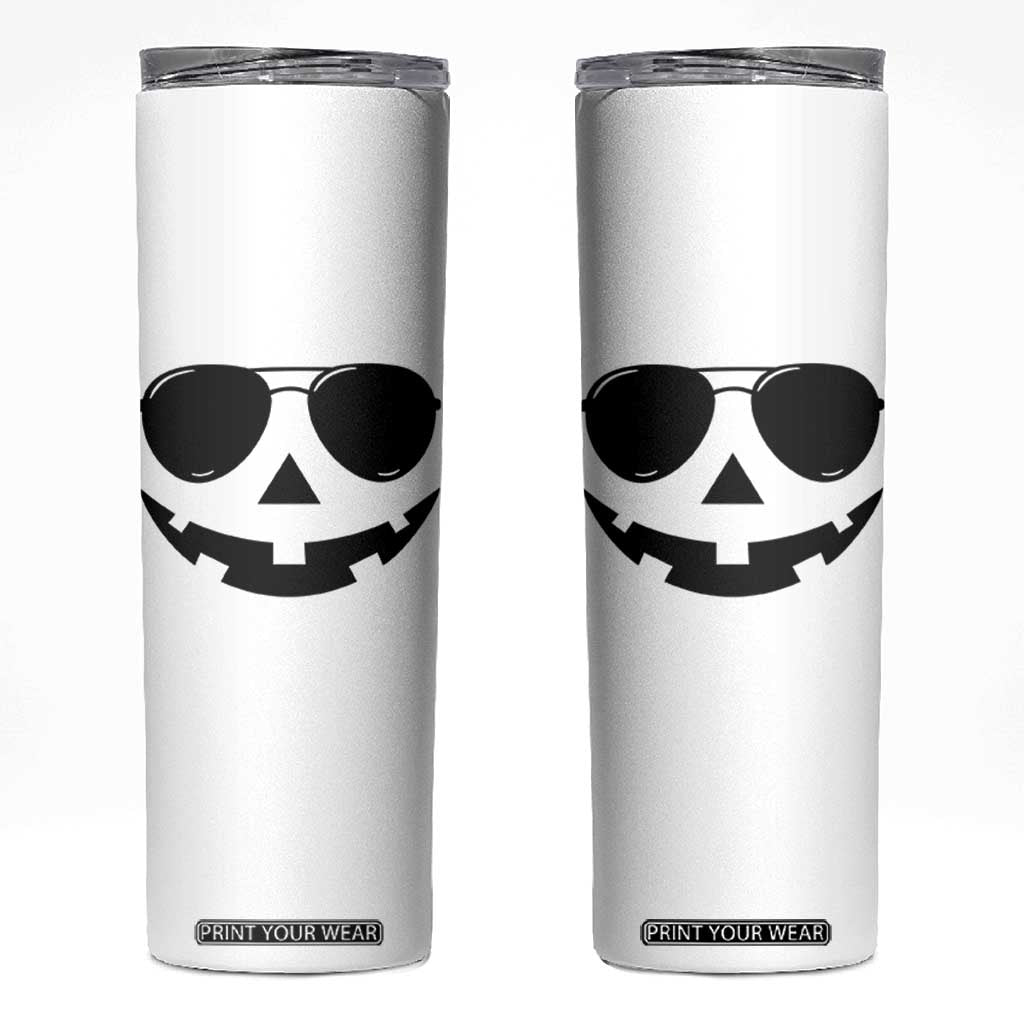 Pumpkin Face Skinny Tumbler Vintage Jack o Lantern Jackolantern Spooky Season Halloween TS10 White Print Your Wear