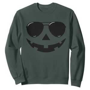 Pumpkin Face Sweatshirt Vintage Jack o Lantern Jackolantern Spooky Season Halloween TS10 Dark Forest Green Print Your Wear