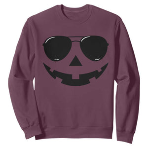 Pumpkin Face Sweatshirt Vintage Jack o Lantern Jackolantern Spooky Season Halloween TS10 Maroon Print Your Wear